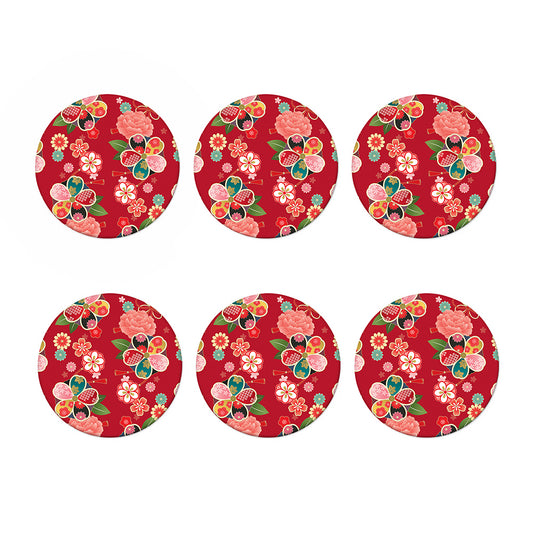 Japanese Kimono Pattern Print Coaster Set