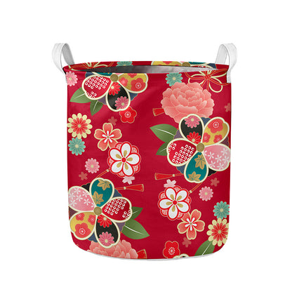 Japanese Kimono Pattern Print Collapsible Laundry Basket