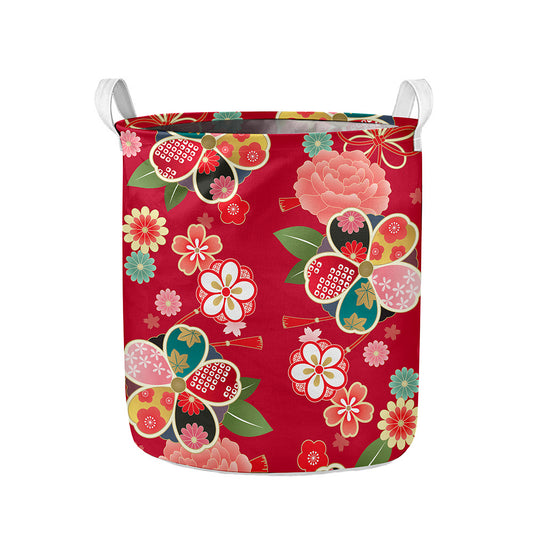 Japanese Kimono Pattern Print Collapsible Laundry Basket