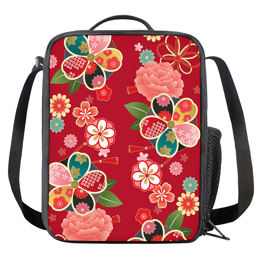 Japanese Kimono Pattern Print Crossbody Lunch Bag