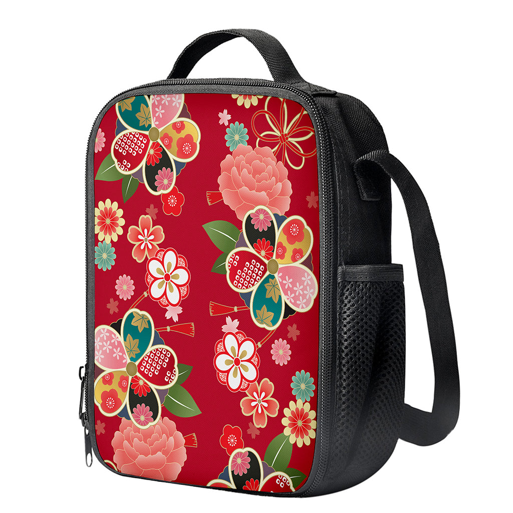 Japanese Kimono Pattern Print Crossbody Lunch Bag