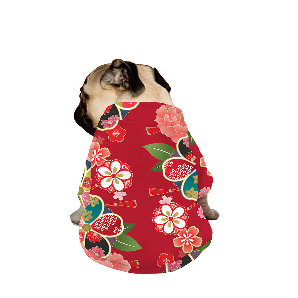 Japanese Kimono Pattern Print Dog Zip Up Jacket
