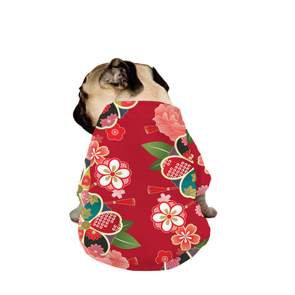 Japanese Kimono Pattern Print Dog Zip Up Jacket