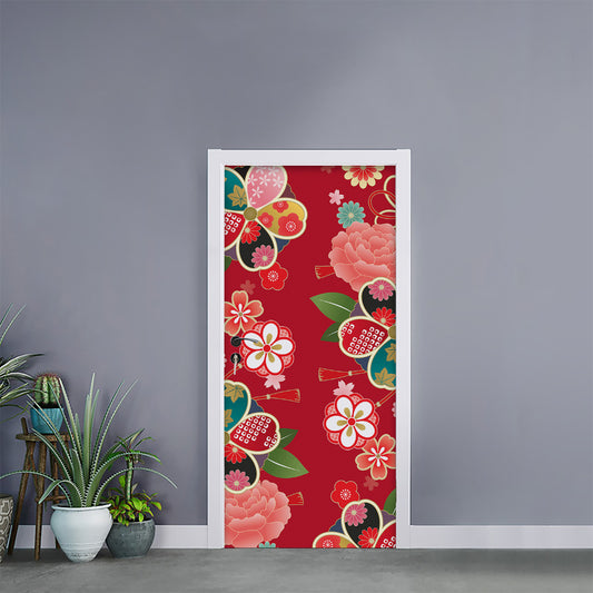 Japanese Kimono Pattern Print Door Sticker