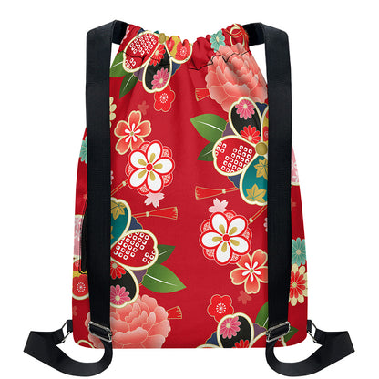 Japanese Kimono Pattern Print Drawstring Backpack