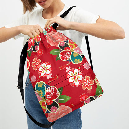 Japanese Kimono Pattern Print Drawstring Backpack