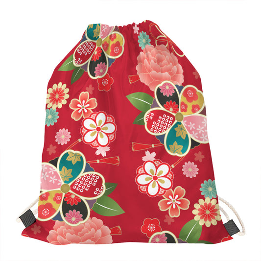 Japanese Kimono Pattern Print Drawstring Bag