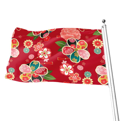 Japanese Kimono Pattern Print Flag