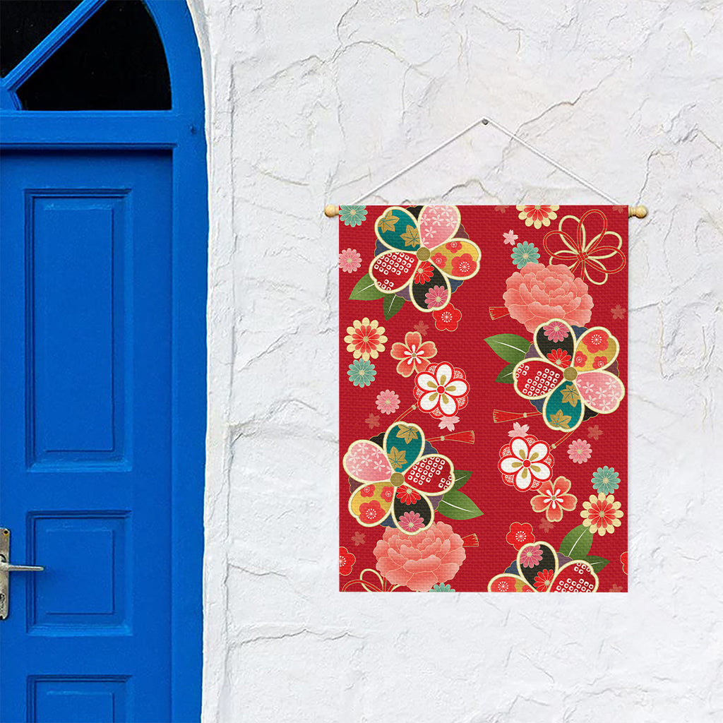 Japanese Kimono Pattern Print Garden Flag
