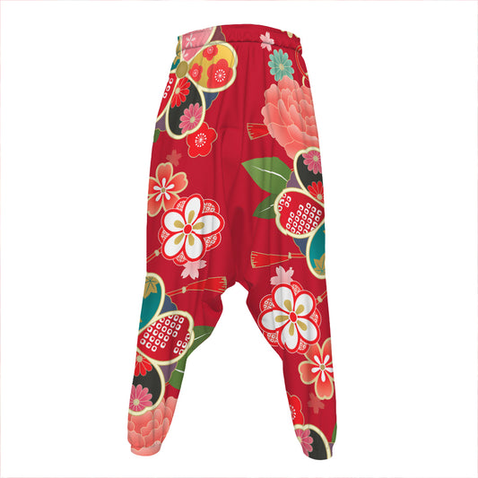 Japanese Kimono Pattern Print Hammer Pants