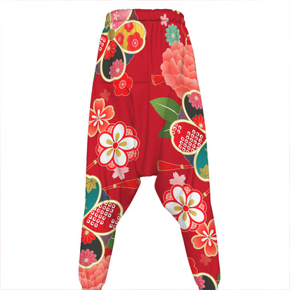 Japanese Kimono Pattern Print Hammer Pants
