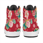 Japanese Kimono Pattern Print High Top Leather Sneakers