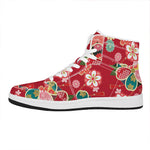 Japanese Kimono Pattern Print High Top Leather Sneakers