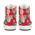 Japanese Kimono Pattern Print High Top Leather Sneakers