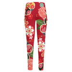 Japanese Kimono Pattern Print High-Waisted Pocket Leggings