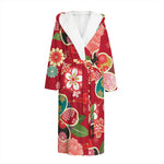 Japanese Kimono Pattern Print Hooded Bathrobe
