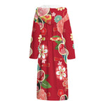 Japanese Kimono Pattern Print Hooded Bathrobe