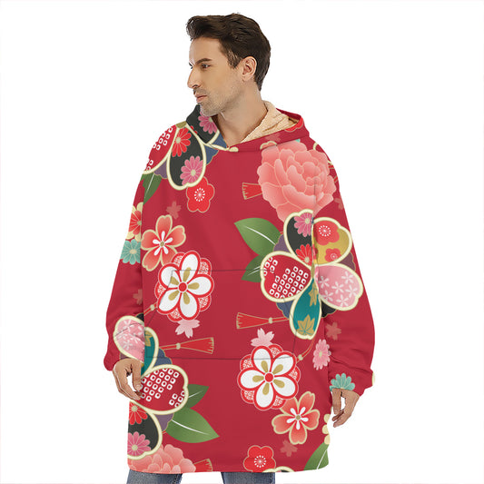 Japanese Kimono Pattern Print Hoodie Blanket