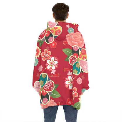 Japanese Kimono Pattern Print Hoodie Blanket
