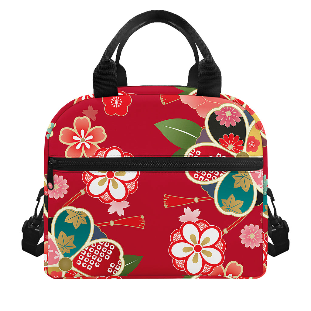 Japanese Kimono Pattern Print Insulated Lunch Bag
