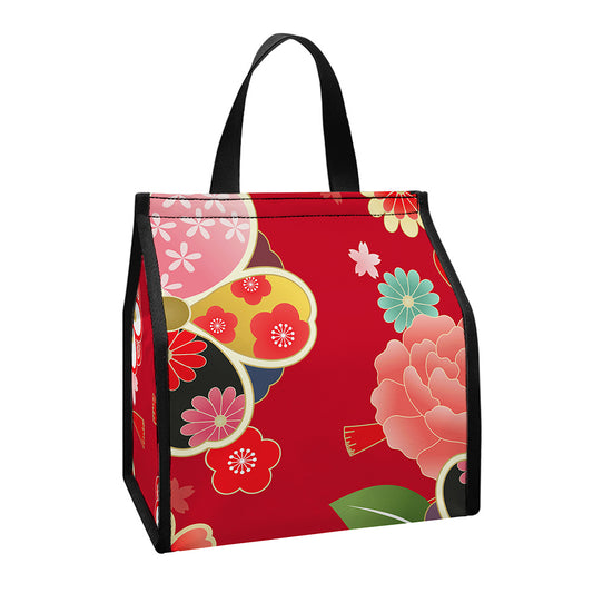 Japanese Kimono Pattern Print Insulated Lunch Tote