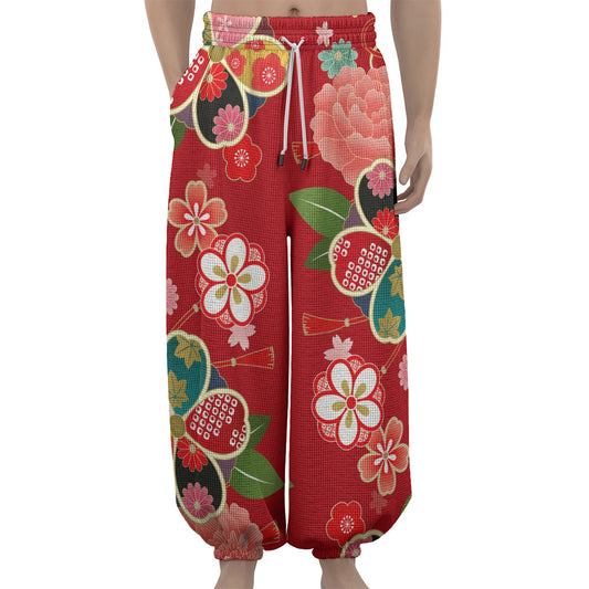 Japanese Kimono Pattern Print Lantern Pants
