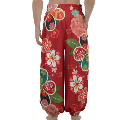 Japanese Kimono Pattern Print Lantern Pants