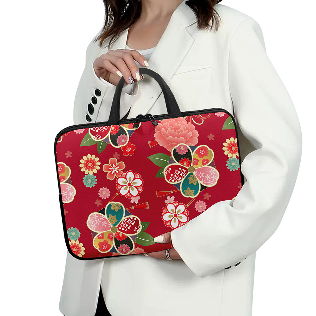 Japanese Kimono Pattern Print Laptop Sleeve With Handle