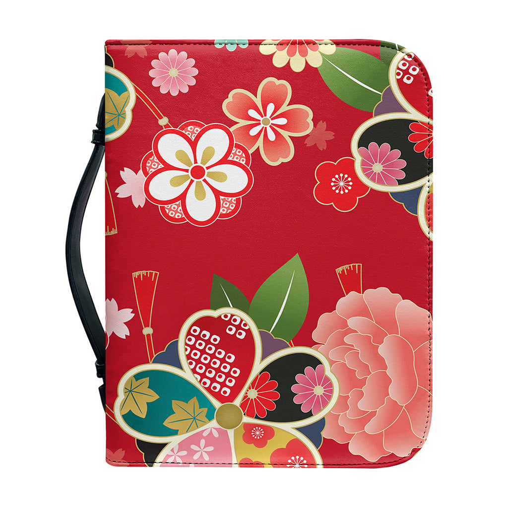 Japanese Kimono Pattern Print Leather Bible Cover