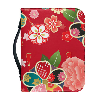 Japanese Kimono Pattern Print Leather Bible Cover