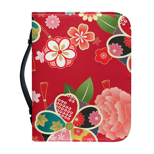 Japanese Kimono Pattern Print Leather Bible Cover