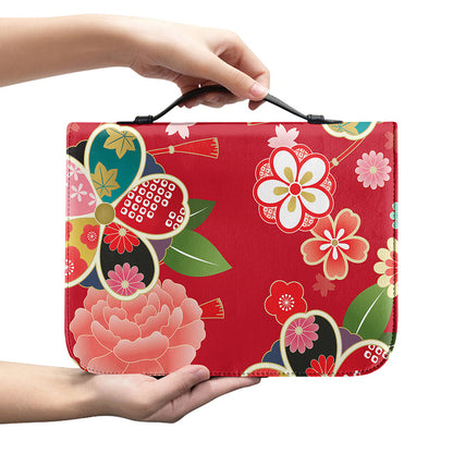 Japanese Kimono Pattern Print Leather Bible Cover