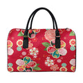 Japanese Kimono Pattern Print Leather Duffel Bag