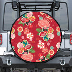 Japanese Kimono Pattern Print Leather Spare Tire Cover