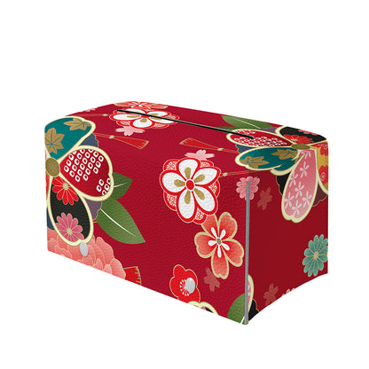 Japanese Kimono Pattern Print Leather Tissue Box Cover