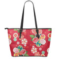 Japanese Kimono Pattern Print Leather Tote Bag With Zipper