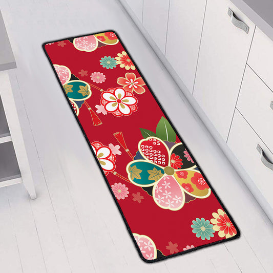 Japanese Kimono Pattern Print Long Kitchen Mat
