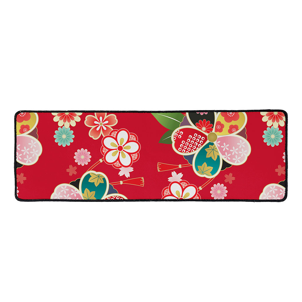 Japanese Kimono Pattern Print Long Kitchen Mat