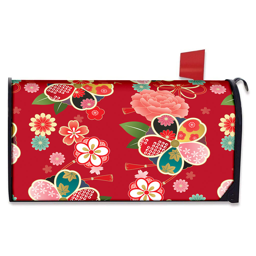 Japanese Kimono Pattern Print Mailbox Cover