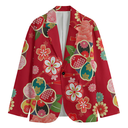 Japanese Kimono Pattern Print Men's Blazer