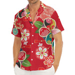 Japanese Kimono Pattern Print Men's Deep V-Neck Shirt