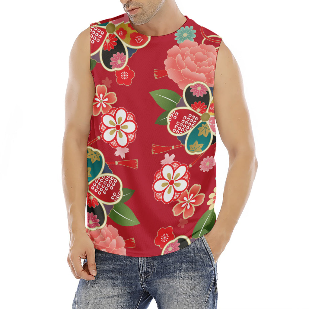 Japanese Kimono Pattern Print Men's Fitness Tank Top