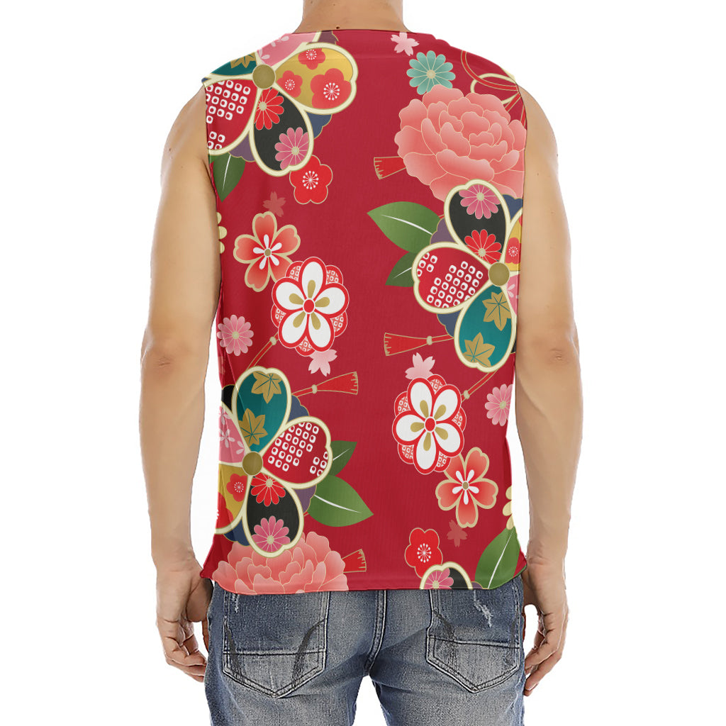 Japanese Kimono Pattern Print Men's Fitness Tank Top