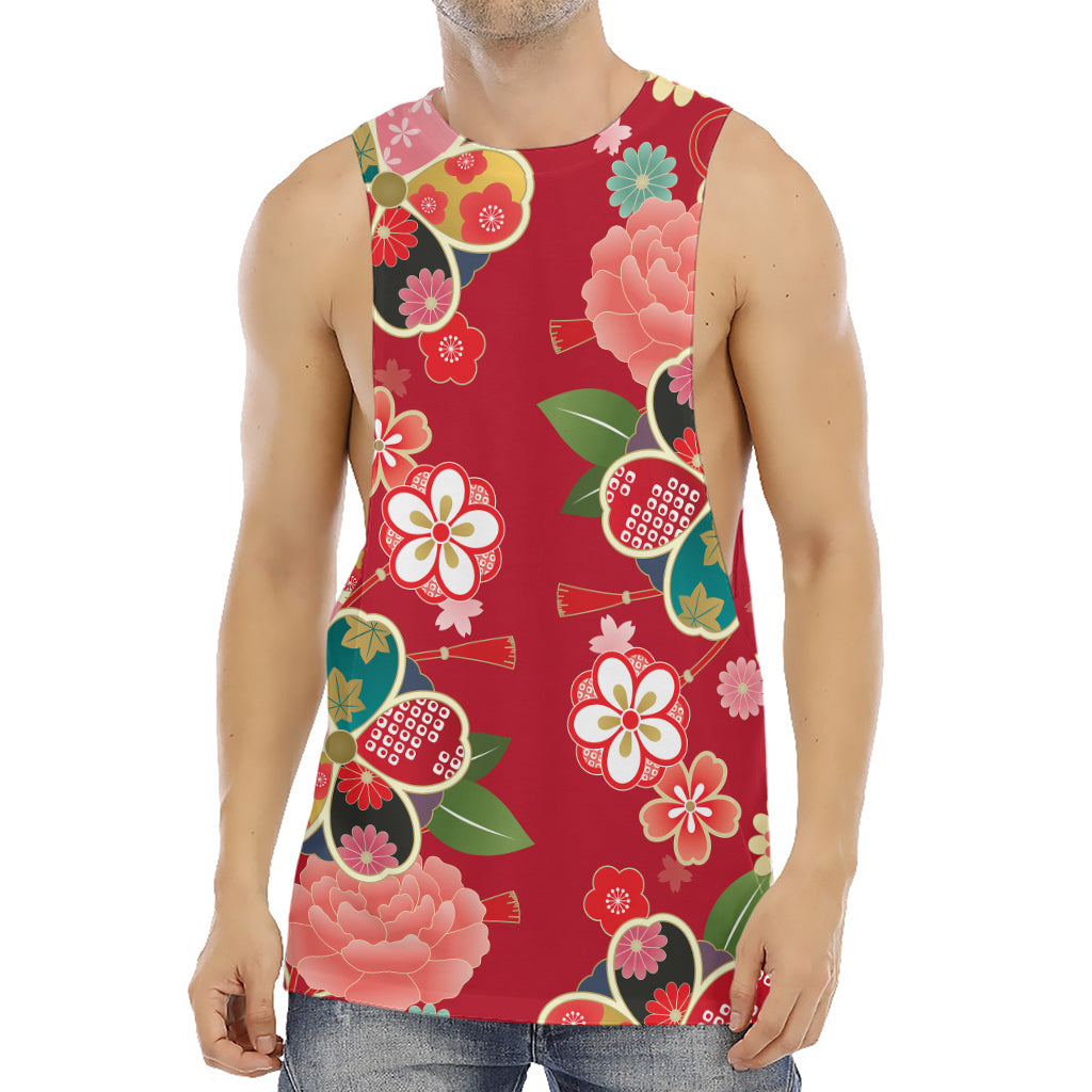 Japanese Kimono Pattern Print Men's Muscle Tank Top