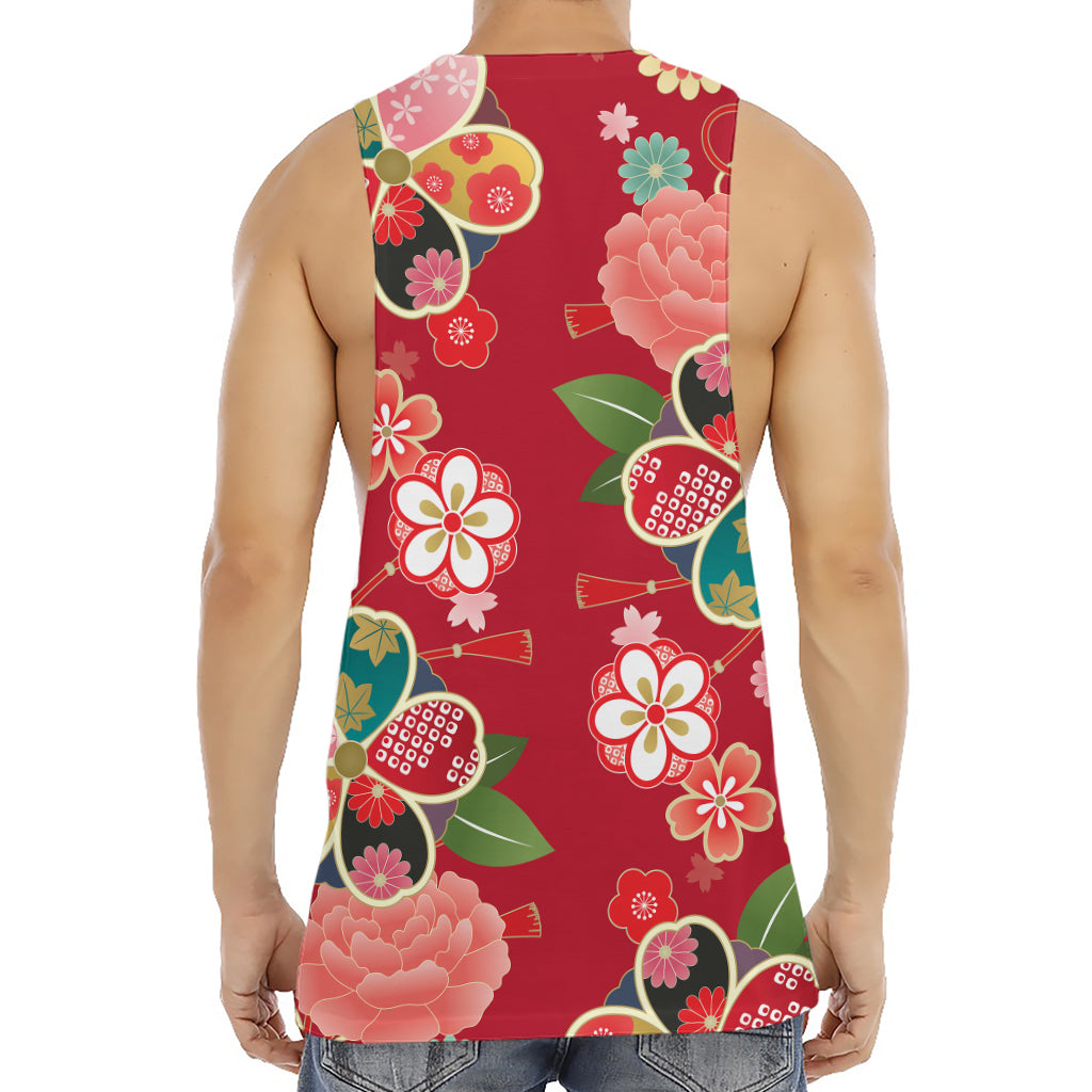 Japanese Kimono Pattern Print Men's Muscle Tank Top