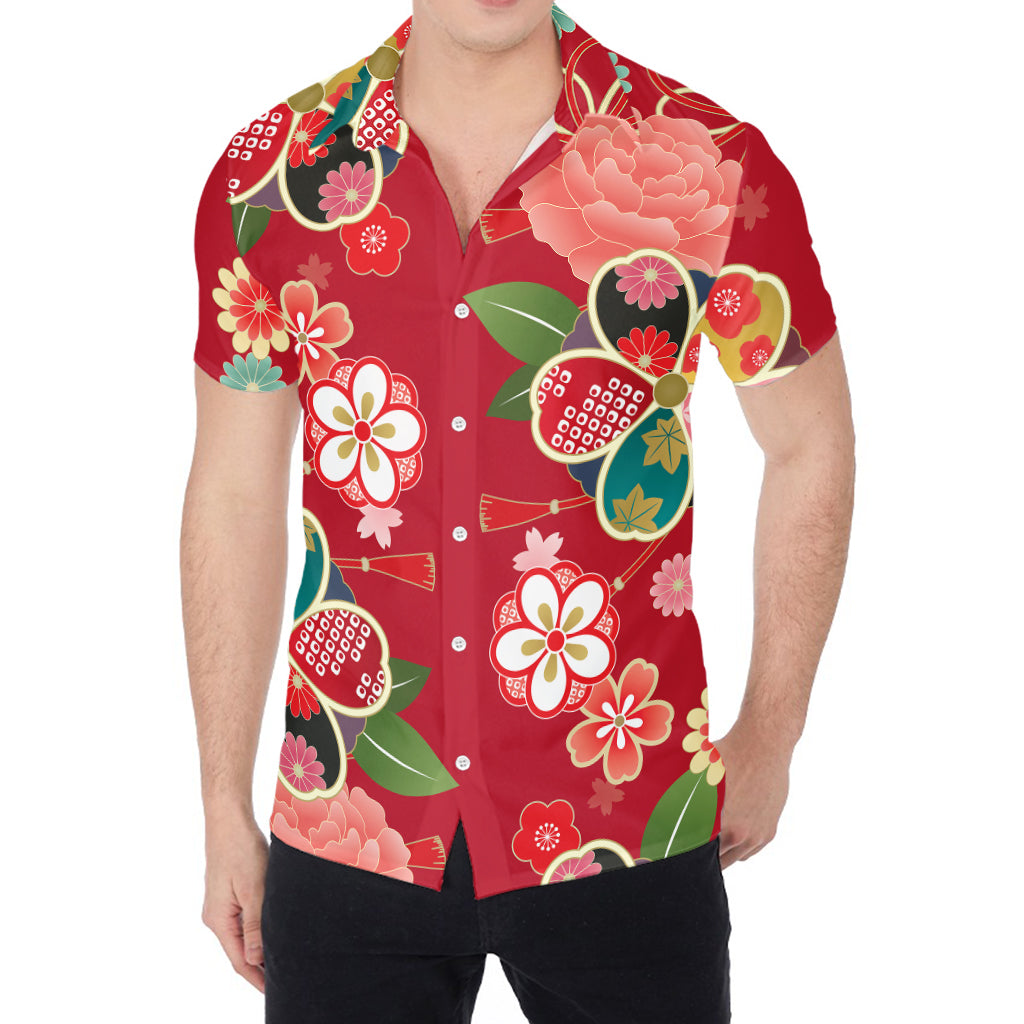 Japanese Kimono Pattern Print Men's Shirt