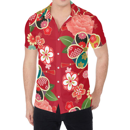Japanese Kimono Pattern Print Men's Shirt