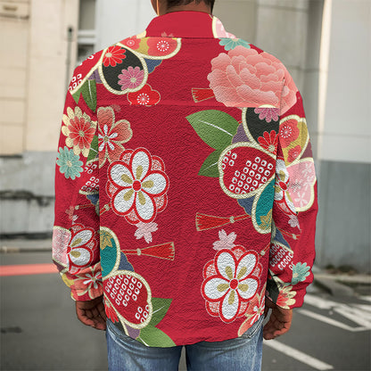 Japanese Kimono Pattern Print Men's Shirt Jacket