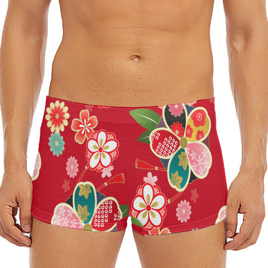 Japanese Kimono Pattern Print Men's Short Boxer Briefs