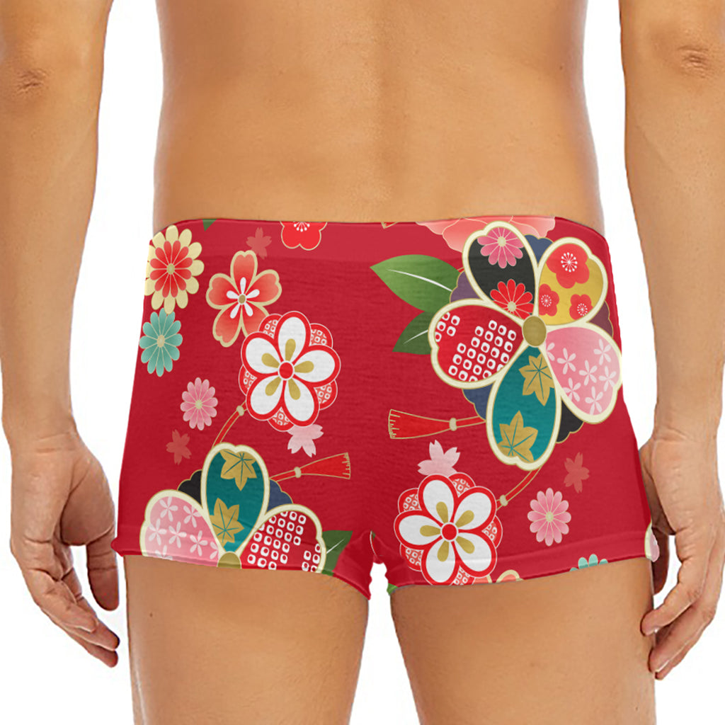 Japanese Kimono Pattern Print Men's Short Boxer Briefs